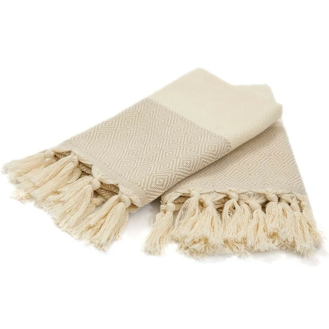Hand Kitchen Bathroom Decorative 100% Cotton Turkish Soft Towel Set of 2