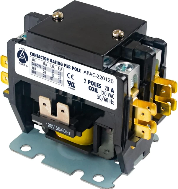 Appli Parts APAC-220120 Heavy Duty 2 Poles Contactor 20 Amp 120 Volts Coil Repl