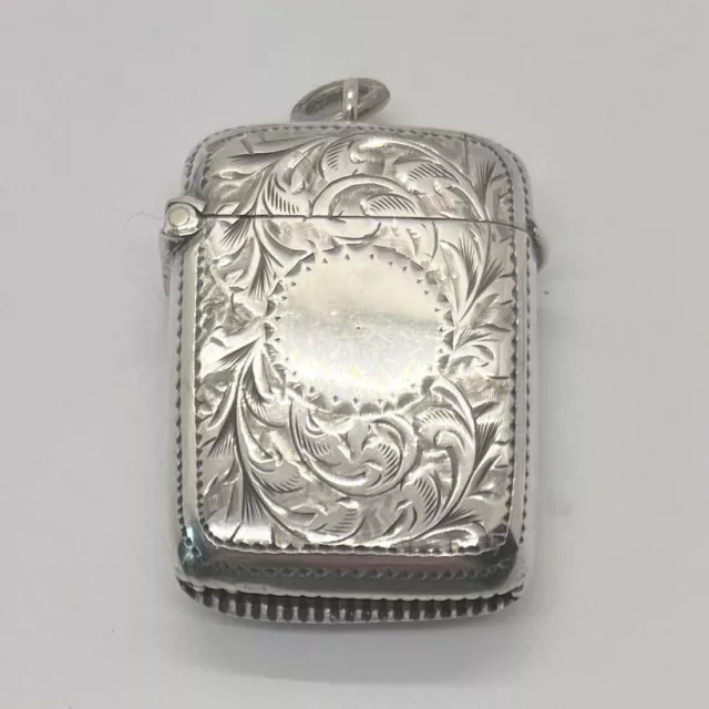 Fabulous Solid Silver Victorian Vesta Case Birmingham 1899 Henry Pope