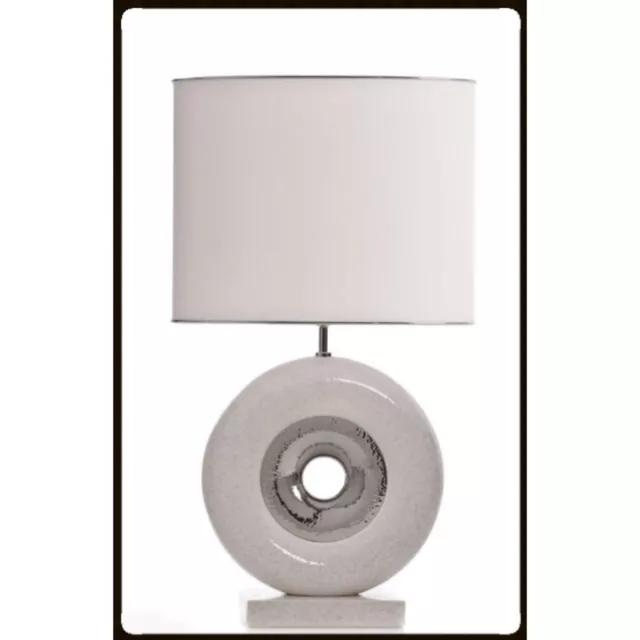 Große Designer Tischlampe Lampe Leuchte Lamp 75cm - Platin - Marmor Stil - Italy