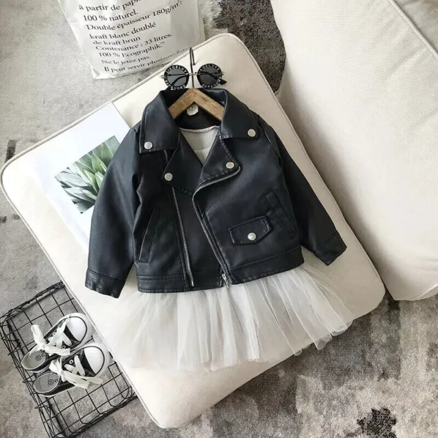 Baby Girl Boy Spring Autumn Winter PU Coat Jacket Kids Leather Jackets 1-10 Age