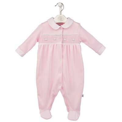 Pink Smocked Rompers Babygrow Sleepsuit Spanish Design Girls Newborn - 6 Months