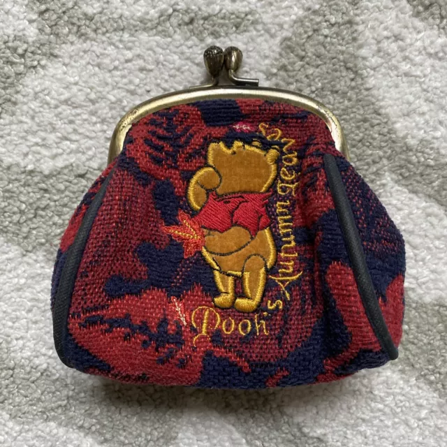 Vintage Disney Store | Winnie The Pooh Autumn Leaves Coin Purse | Red & Blue