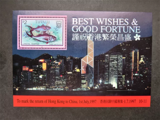 Tuvalu 1997 Mi-Nr. TV BL59 Fische Return Hong Kong to China Minisheet postfrisch