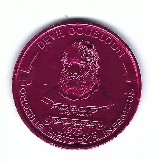 Vintage 1975 Wolfman Red Satan Devil Doubloon Coin Token Medallion