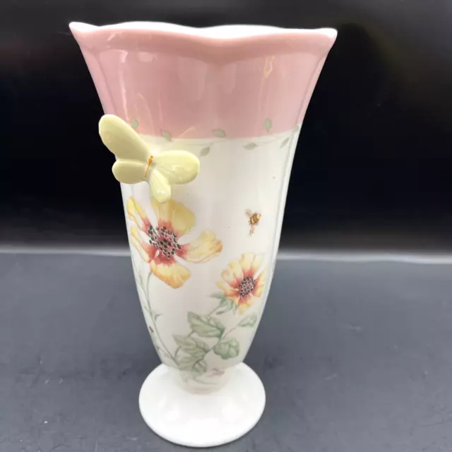 Lenox Vase Butterfly Meadow  Louis Le Leuyes Dragonfly Bees Lady  Bug Pre Owned