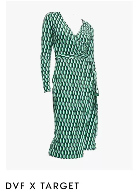 Diane Von Furstenberg DVF Target Arrow Geo Green Wrap Dress New NWT Iconic XS