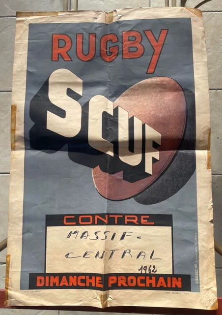 Affiche Ancienne Rugby JOE BRIDGE – 10 Janvier 1954 – St Florent Berry – FFR