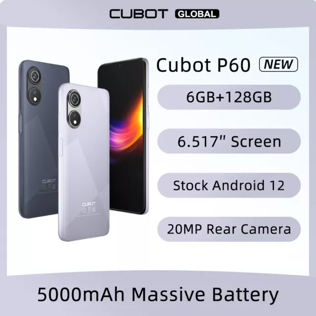 Cubot P60 Android 12 Smartphone 6GB+128GB Handy 5000mAh 4G Dual Sim Face ID GPS