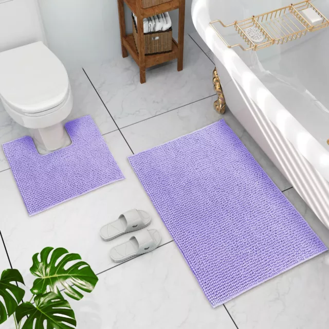 Non Slip Bath Mat Set Toilet Root Pad Ultra soft, Water Absorbent 100% Chenille