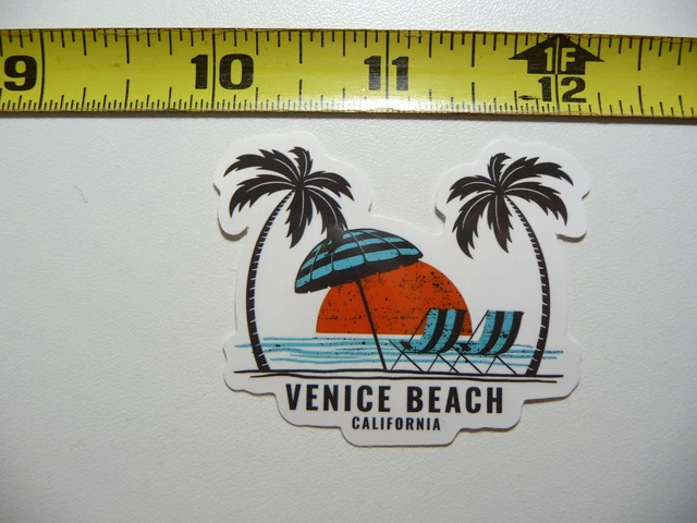 California Venice Beach Umbrella Sunset Decal Sticker Pride State