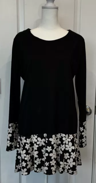 Heramay Black Mini Dress With Floral Hem Size XL