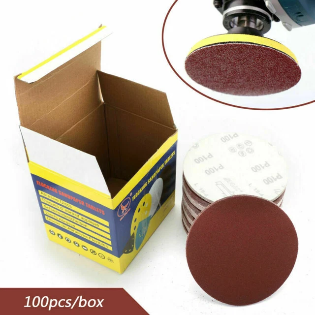 New 100 Grit 100PCS 6Inch DA Hook & Loop Sandpaper Sanding Discs Sand Sheet P