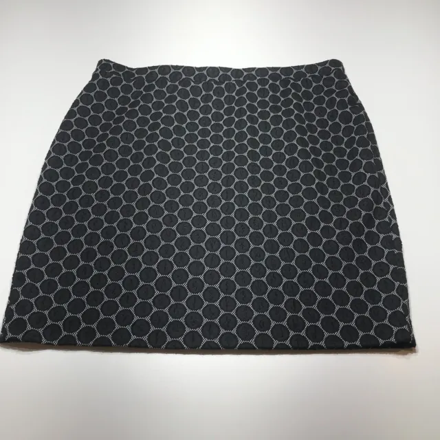 Elle Skirt Womens Size XL Black Dot Embroidered Straight Pull On Comfort Stretch