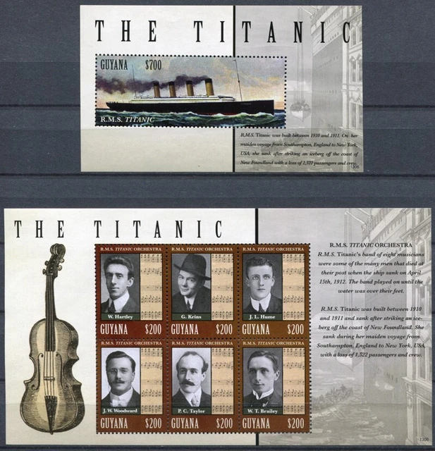Guyana 2013 Titanic Schiff Musik Musiker Orchester Ship Navi Bateaux MNH