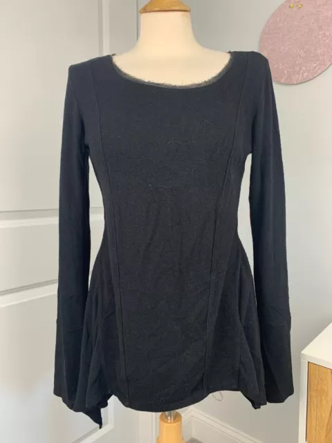 Simply Vera Women's Black Asymmetrical Hem Long Sleeve Warm Shirt Size XS