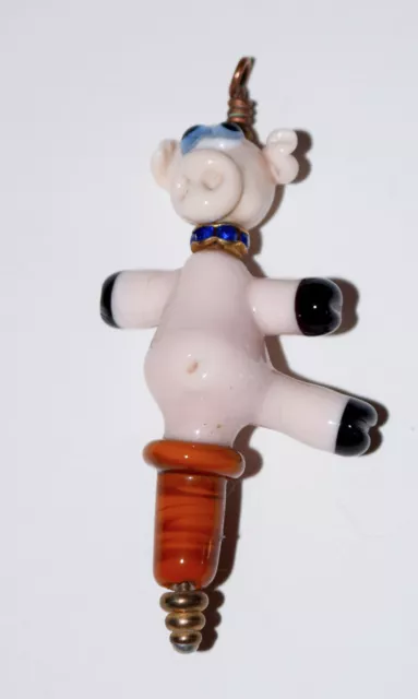 Handmade Glass Lampwork Bead DANCING PIG approx 2 1/2 inches tall