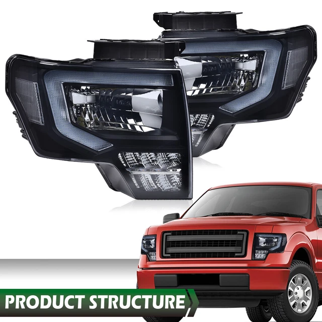 Fits 2009-2014 Ford F150 F-150 Led Tube Bar Projector
