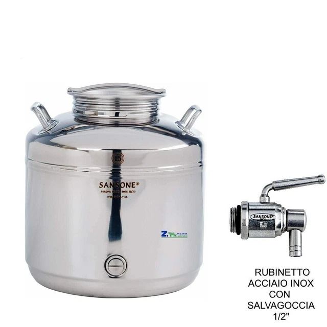 Fusto Acciaio Inox 10 Litri Con Rubinetto - Per Olio, Vino, Liquidi Alimentari - Foto 6