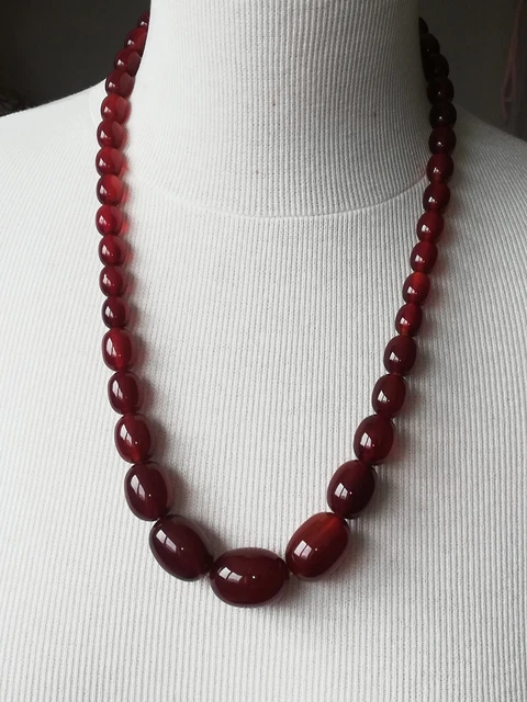 Collier Vintage En Corne De Bovin Et Grosses Perles - Bakélite, Style Années 70 | Collier Perles Corne Occasion