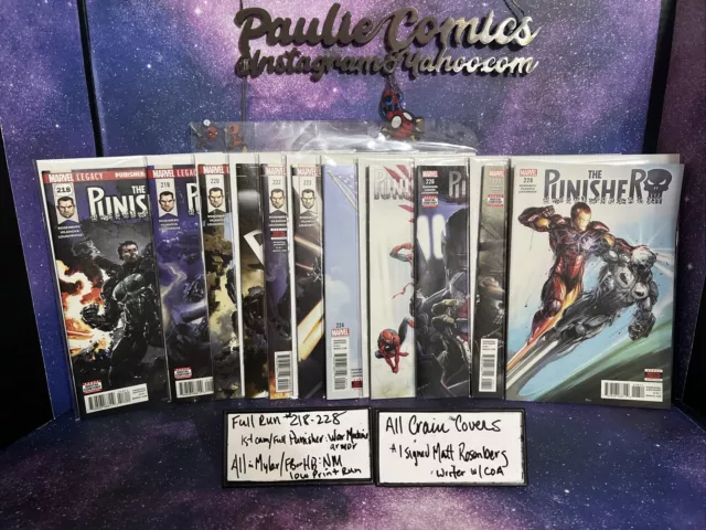 PUNISHER #218-228 1st Punisher War Machine Marvel Comics NM Lot Signed #1 COA
