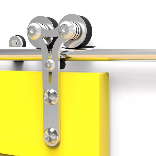 CCJH 4FT-16FT Stainless Steel Sliding Barn Door Hardware Kit Track for Wood Door