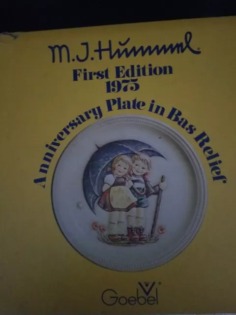 M.J. Hummel First Edition 1975 Anniversary Plate in Bas Relief - STORMY WEATHER