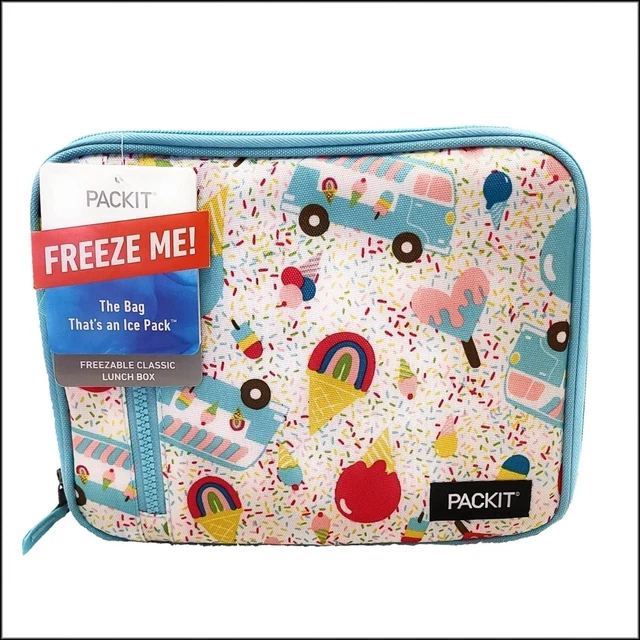 PackIt freezable classic lunchbox, ice cream social, teal (PKT-CB=SPC)
