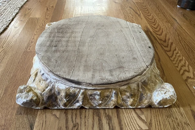 Roman Carved Wood Base Riser Architectural Candle Cheese Cake Plant Stand 3