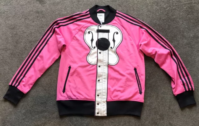Adidas x Jeremy Scott Jersey Track Jacket Guitar Music Notes Pink Size M