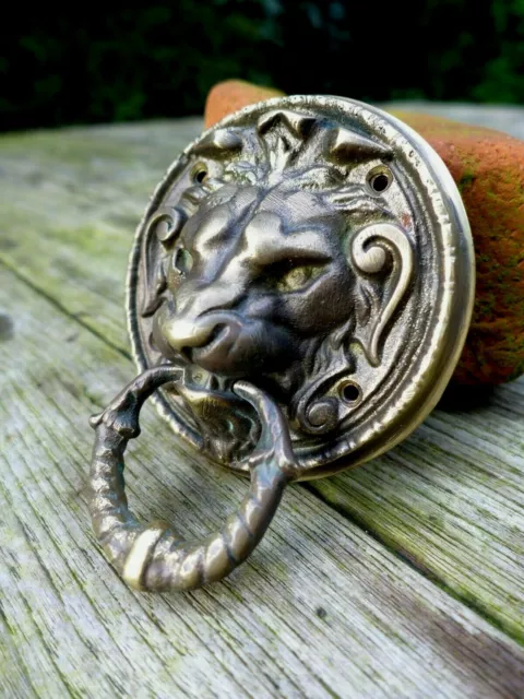 Bague poignée poignée tête de lion en laiton massif bronze meuble tiroir de porte