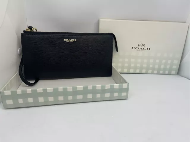 Coach Black Leather Zippy Wallet F5165 New In Box