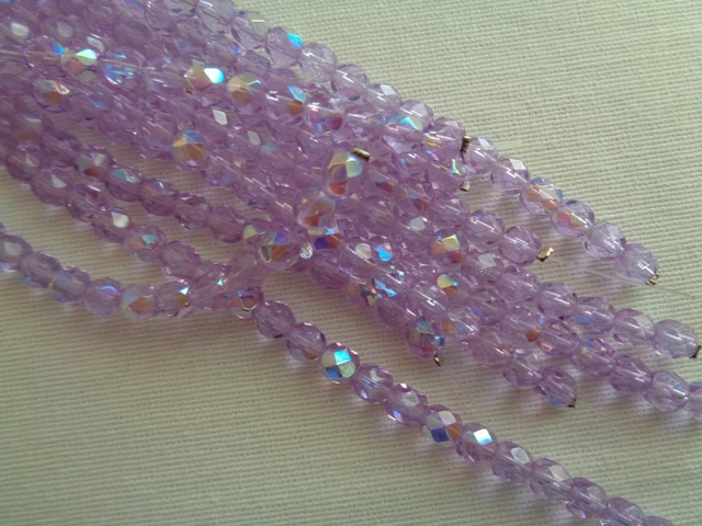 Darice Czech Fire polished faceted 6mm Beads Violet AB 7 in. strand