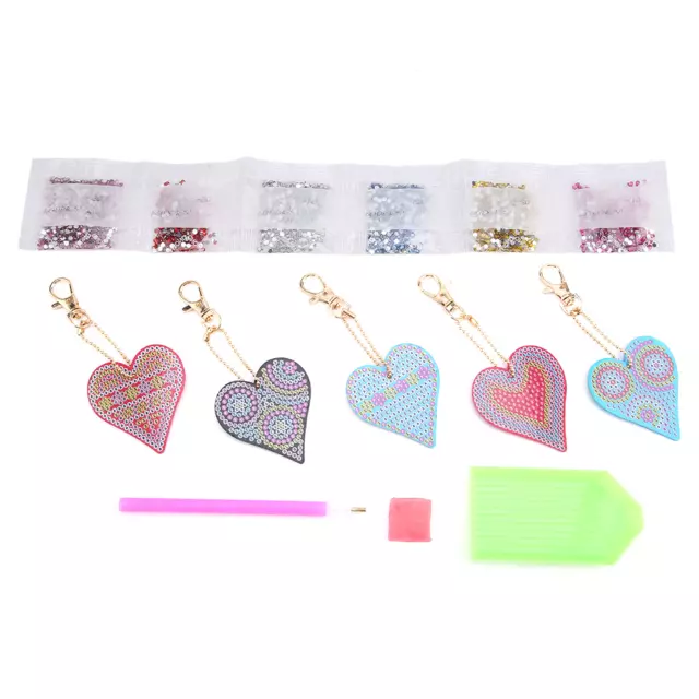 Heart Shaped Keychain DIY Decoration Resin Drill Painting Keyring Home Decor ◑