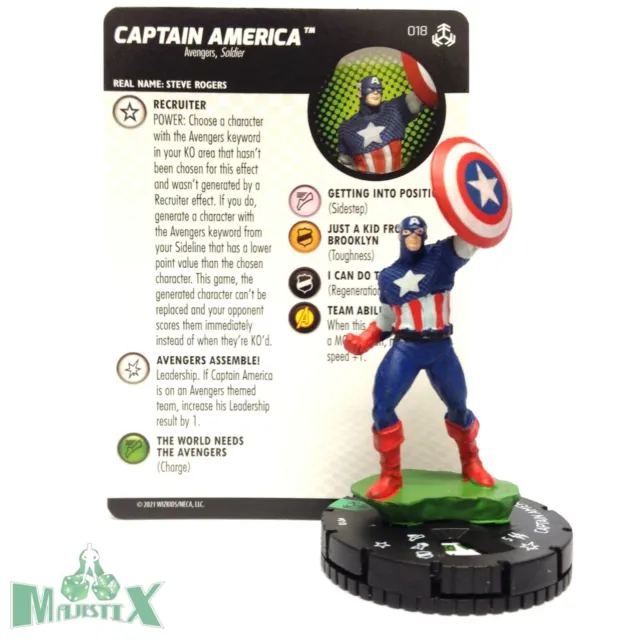 Heroclix Avengers War of the Realms set Captain America #018 Uncommon fig w/card