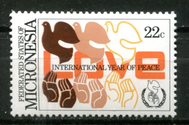 MICRONESIA 1986, INTERNATIONAL YEAR OF PEACE, LOVE, Scott 46, MNH