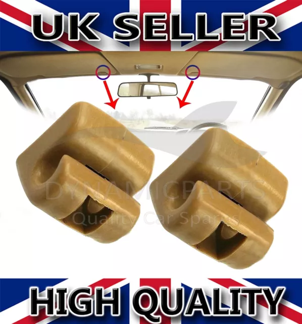 For Mercedes Benz W123 W124 W126 W140 W201 Pair Of Sun Visor Clips [Brown]