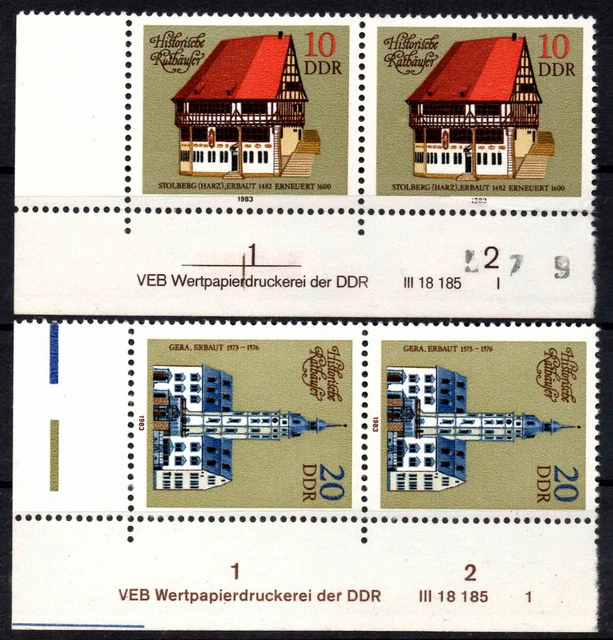 DDR MiNr. 2775-2776 DV FN 1 und I mit Druckvermerk postfrisch