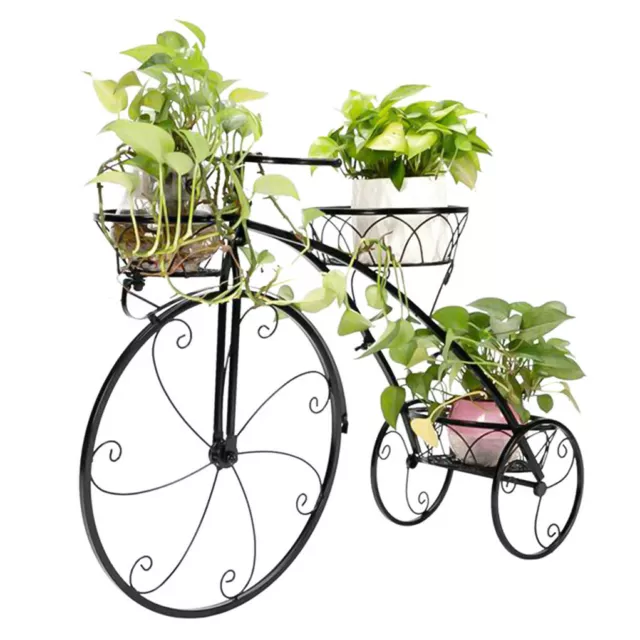 3-Tier Bicycle Plant Stand Wrought Iron Tricycle Planter Home Garden Patio Decor