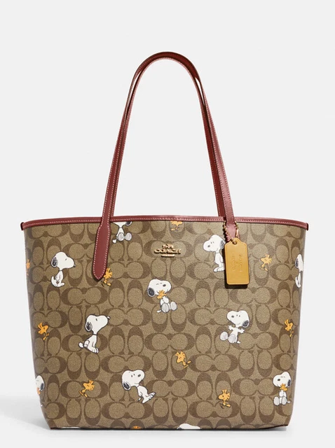 COACH X PEANUTS City Tote In Signature Canvas With Snoopy Woodstock ...