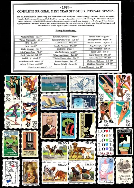 1984 Complete Commemorative Year Set Of Mint -Mnh- Vintage U.s. Postage Stamps