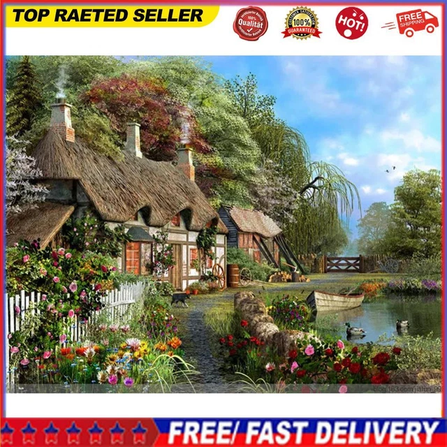 Painting By Numbers Kit DIY Country Villa Canvas Oil Art Picture Home Wall Decor