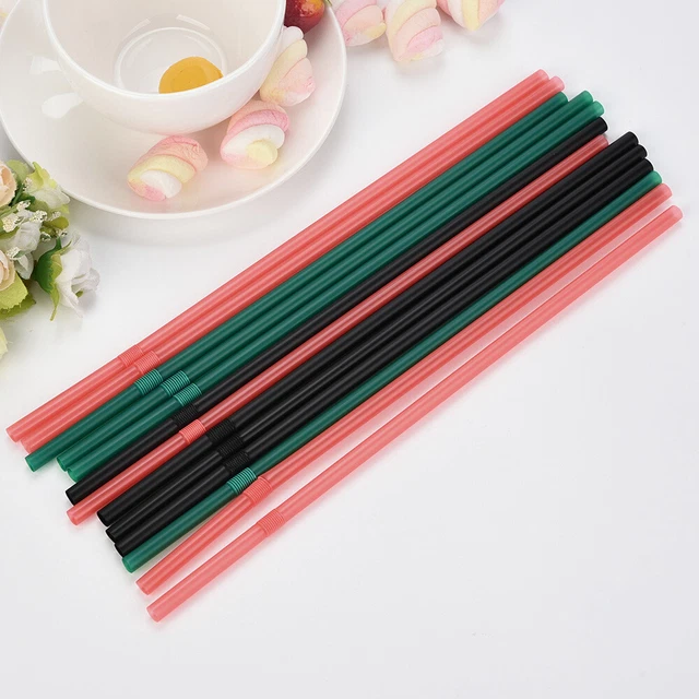 100Pcs 24CM Milk Tea Long Flexible Drinking Straws Wedding Party