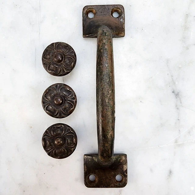 Brass Antique Victorian Door Hardware Lot - Vintage Ornate Knobs Handles Set
