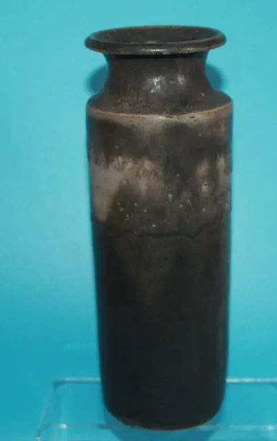 Mid Century Brutalist Studio Pottery Cylinder Vase - Signature / Mark To Base