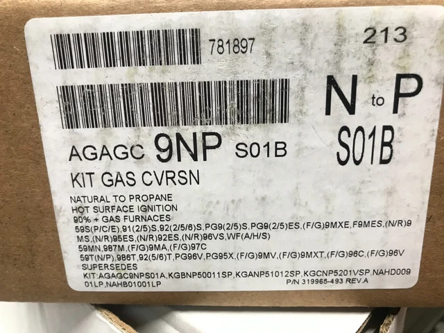Carrier # Agagc9Nps01B Natural To Propane Conversion Kit