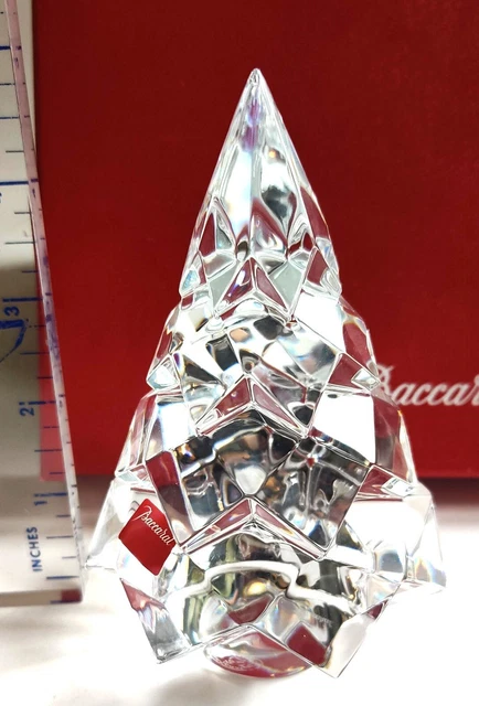 Baccarat Megeve Diamond Fir Christmas Tree Clear Crystal 5" tall w box