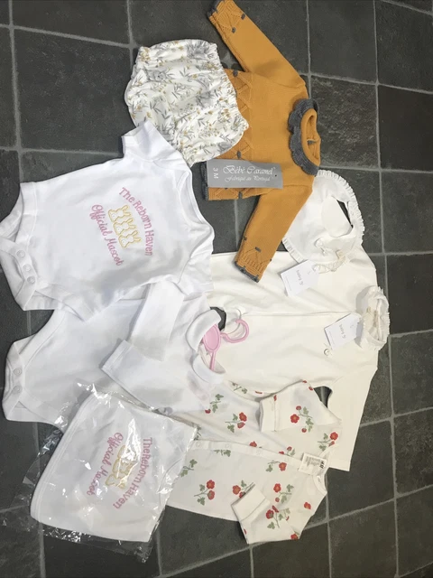 Baby Girls Clothes Bundle H&M ,F&F, Baby Gi , 8 Items Brand New Age 0-3 Months