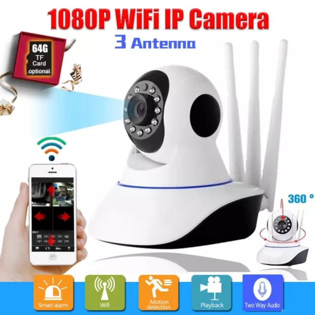 1080P Wireless WIFI IP CCTV Camera Smart Home Security Night Vision Indoor +64G