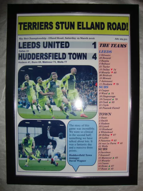 Leeds United 1 Huddersfield Town 4 - 2016 - framed print